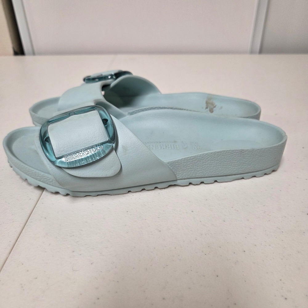 Birkenstock Madrid Big Buckle EVA Sandals Light Blue Sea Glass Size 40 Womens 9